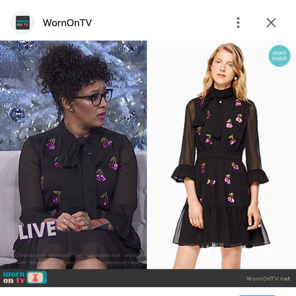 Kate Spade Black Dress with Purple Embroidery